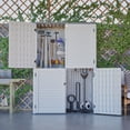 thumbnail image 3 of 74" Tall Resin Outdoor Storage Cabinet with Adjustable Shelves, Rust-Proof & UV Resistant Vertical Utility Shed for Garage, Backyard, Studio, Chemical Resistant Garden Equipment Locker, White, 3 of 15