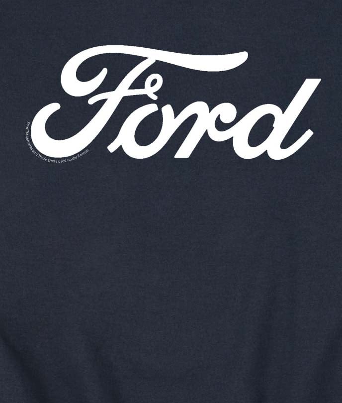 Ford - Ford One Color Script Logo - Men's Crew Fleece Pullover Sweatshirt
