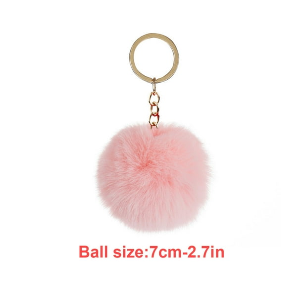 Pink fuzzy keychain deals