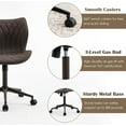 thumbnail image 6 of YOUNUOKE Armless Desk Chair  Office Chair with Wheels Home Ergonomic Task Chair Adjustable Computer Chairs Modern Faux Leather Swivel Chair Upholstered Makeup Vanity Chair with Back(Brown), 6 of 9