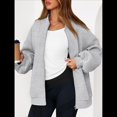 thumbnail image 4 of Sudaderas Oversize con Cremallera para Mujer, Moda de Otoño, Abrigos Casuales de Larga, Conjuntos de Invierno. Gris L, 4 of 10