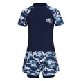 thumbnail image 3 of Alvivi Kids Boys Rash Guard Swim Trunks And Shirt Tankini Set 2 Piece Swimsuit Bathing Suit Camouflage Blue XXL/130, 3 of 8