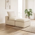 thumbnail image 3 of Poshby Corduroy Single Sofa Bean Bag Lounger Chair with Ottoman for Living Room, White, 3 of 7