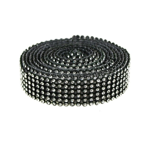 Rhinestone Ribbon Craft Trim, 3/4Inch, 2 Yards, Black