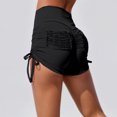 thumbnail image 2 of IWRICH Women's High Waisted Tie Side Shorts Summer Gym Yoga Hot Shorts Lifting Sports Scrunch Short Pants Black M, 2 of 5