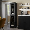 thumbnail image 3 of Palace Imports 100% Solid Wood 16.5" Kitchen Pantry Storage Cabinet with Glass Doors and Adjustable Shelves, Black, 3 of 5