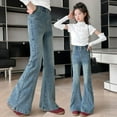 thumbnail image 2 of Girls Jeans Baggy Pants Flare/Skinny Teen Ripped Denim Tween Clothes Outfits Preppy Casual Kids,Color:Blue,Size:6-7 Years, 2 of 9