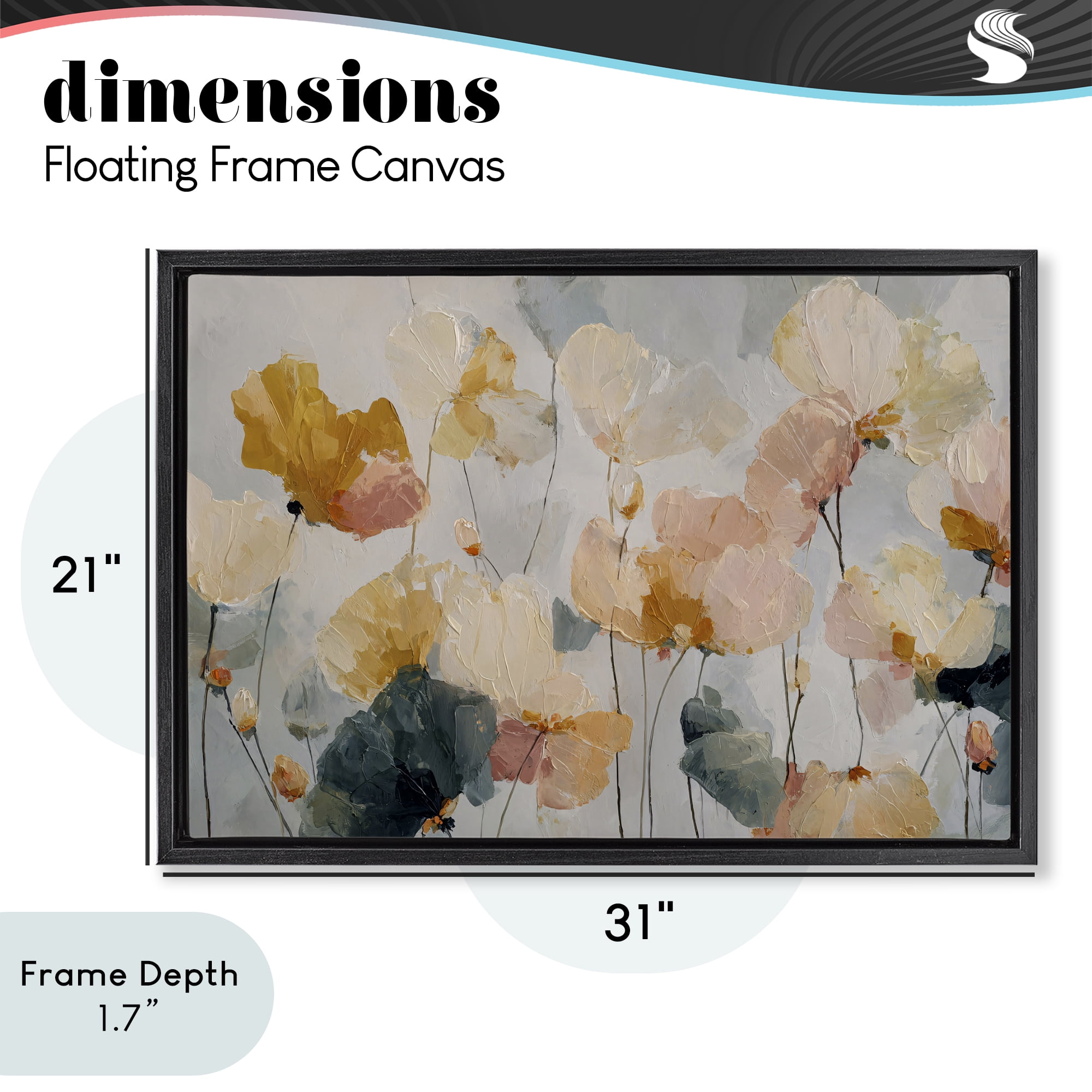 Stupell Industries Abstract Brushed Petals Black Framed Floater Canvas Wall Art, design by Jacky Ngan