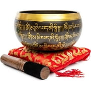 Tibetan Singing Bowl Set 4" - Easy To Play Authentic Handmade For Meditation Sound 7 Chakra Healing By Himalayan Bazaar (Black & Red)
