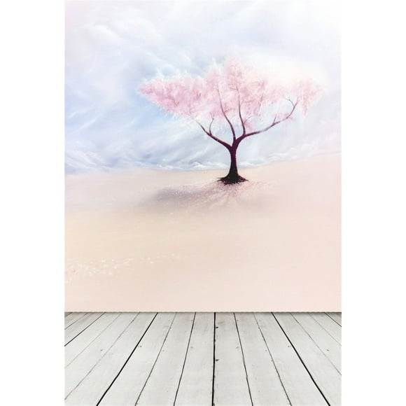 YUSDECOR 5x7ft Girl Photography Studio Backdrops Toddler Photo Shoot Background Dreamy Sweet Tree Plain Colour Wall Wooden Floor Children Kid Artist