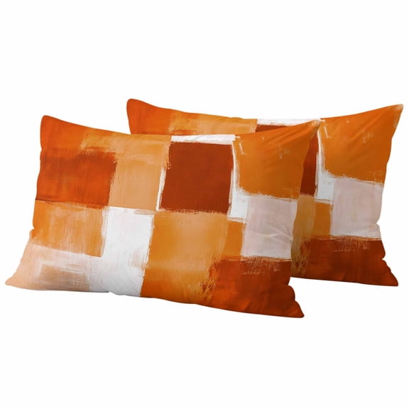 Burnt Orange Geometric Outdoor Waterproof Pillow Covers, Watercolor Ombre Modern Abstract Art Decorative Rectangle Throw Pillowcase Sofa Cushion Sham for Patio/Couch/Chair, 20"x12" 2 Pack