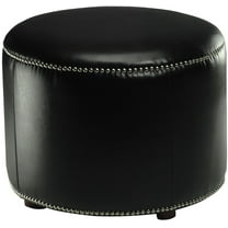 Safavieh Hogan Round Upholstered Ottoman, Black