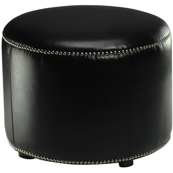 Safavieh Hogan Round Upholstered Ottoman, Black