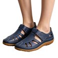 thumbnail image 2 of YOUYEDIAN Sandals for Women Fashion Breathable Cut-Out Versatile Round Toe Hook-and-Loop Flats Casual Non Slip Walking Shoes, 2 of 3