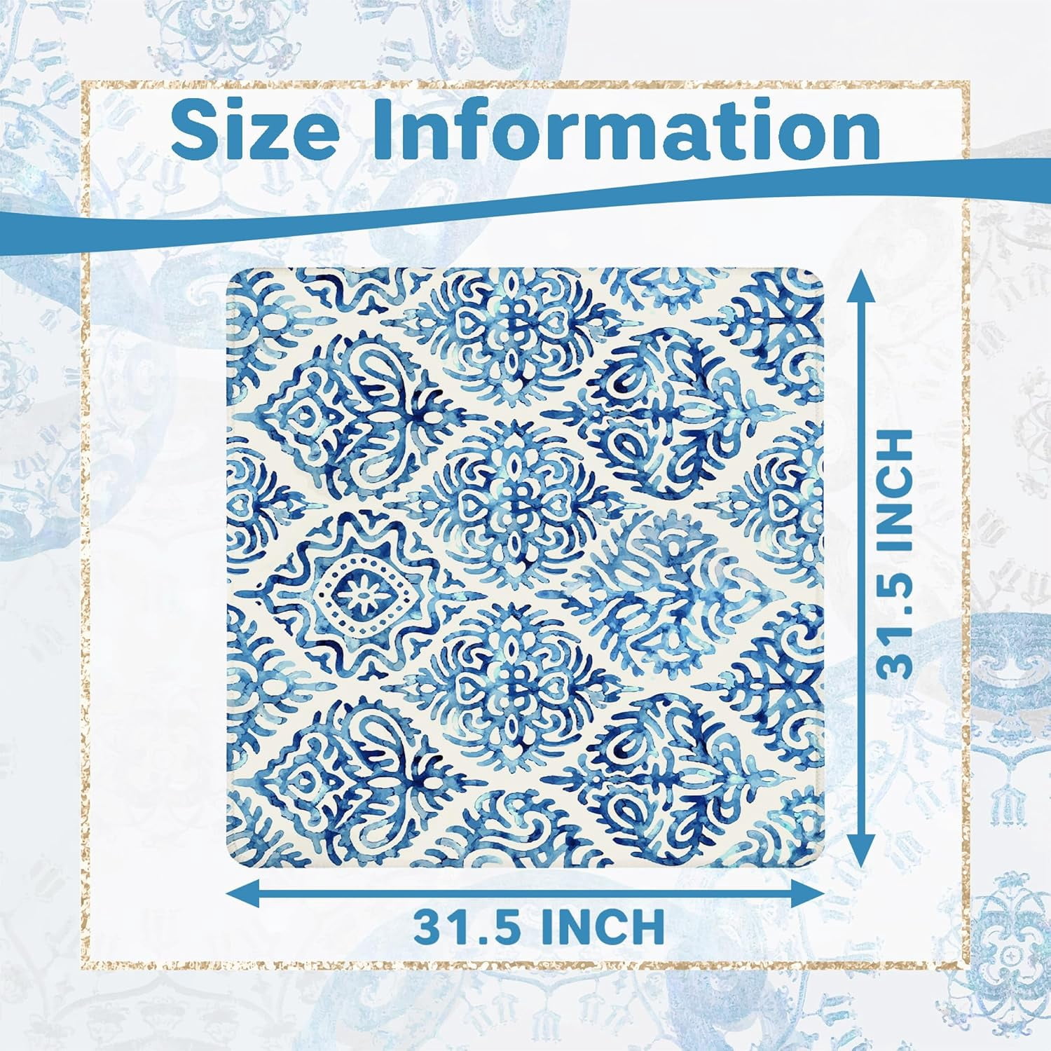 Blue and White Chinoiserie Mahjong Mat for Table 31.5 x 31.5 in, Mahjong Gifts for Women, Grandmillennial Blue Chinese Floral Anti-Slip Table Cover Tablecloth for Poker Board Card Tile Game