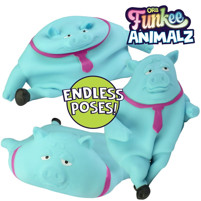 ORB Funkee Animalz Pig JUMBO (Teal) - Over 4.5 lb Stretchy Pig