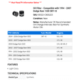 thumbnail image 2 of Oil Filter - Compatible with 1994 - 2007 Dodge Ram 1500 S.R.T-10 1995 1996 1997 1998 1999 2000 2001 2002 2003 2004 2005 2006, 2 of 2