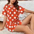 thumbnail image 4 of Vsdghe Orange And White Polka Dot1 Pattern Women's Pajama Set,Short Sleeve Sleepwear 2 Piece Pjs Lounge Sleepwear Sets-4X-Large, 4 of 6