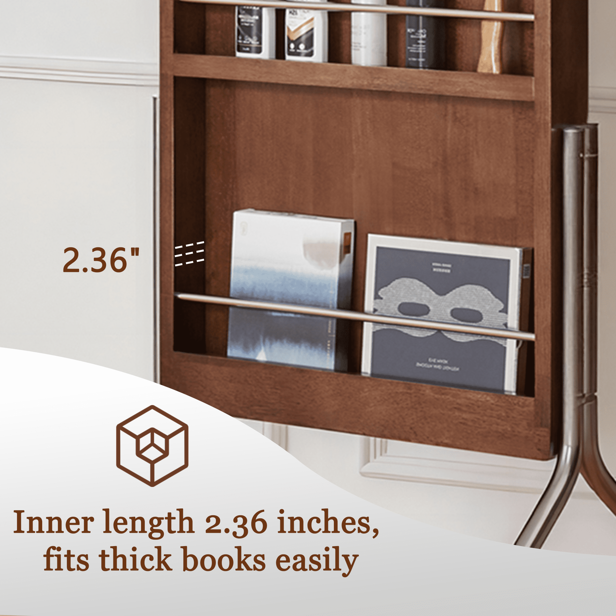 Arched Full Length Mirror with Storage Shelves & Wheels, Rubber Wood Frame Floor Mirror, Freestanding Rolling Mirror with Cart, 2-in-1 Dressing Mirror & Bookcase for Bedroom Living Room