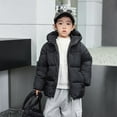 thumbnail image 2 of Otqutp Girls' Down Cotton Padded Jackets Autumn and Winter New Children's Short Cotton Padded Jackets Boys Padded Padded Jackets Large Children's Hooded Coats(Black,11-12 Years), 2 of 9
