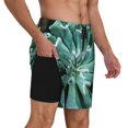 thumbnail image 2 of Balery Teal Cactus Bañador para hombre, shorts de playa de secado rápido con entrepierna y forro de compresión-3X-Large, 2 of 6