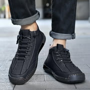 Mens Barefoot Wide Toe Combat Boots Vintage Casual Stitching Leather Zip up Walking Shoes Fashion Sneakers Ankle Booties