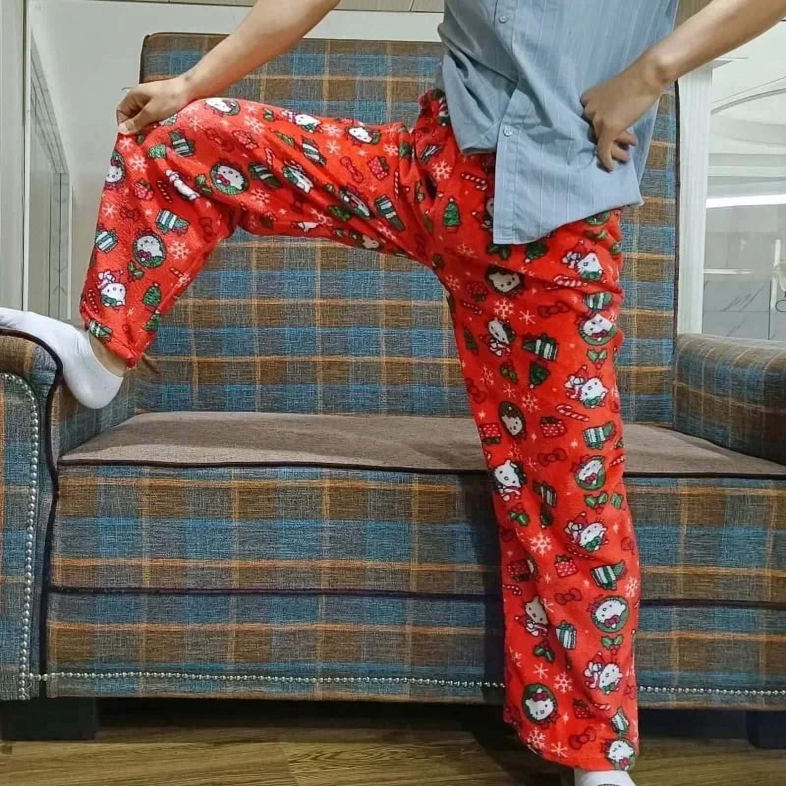 Pantalon Pyjama Homme Bkazwe - Flanelle Coton à Carreaux - Chaud Et Confortable - Taille XXL Rouge - Pour Nuit Et Détente