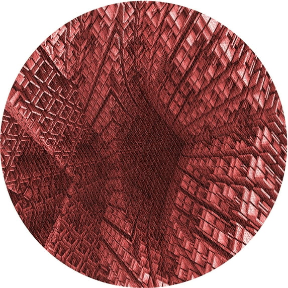 Ahgly Company Machine Washable Indoor Round Transitional Orange Area Rugs, 6' Round