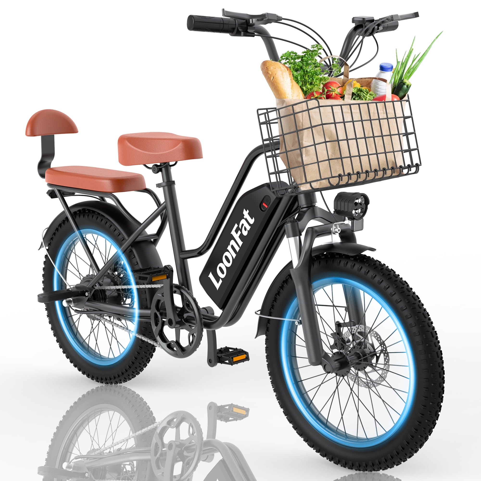 LoonFat T20 Adult Electric Bike, 1000W Peak Motor, 48V 15.6Ah Removable Battery, 20"x3.0" Fat Tire, 25MPH, 30 Miles Range
