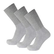 3 Pairs of Premium Cotton Loose Top Diabetic Neuropathy Crew Socks (10-13, Gray) Gray - 3 Pairs Medium: US Men 9-11.5/Women 11-13