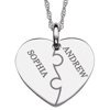 Personalized Planet Couple's Engraved Name Sterling Silver Puzzle Heart Pendant, 20"
