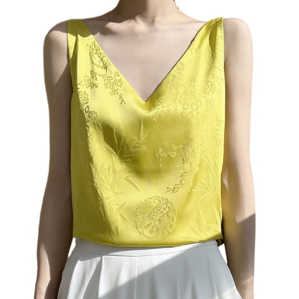 Qarigey Top Womens Tank Tops Collection - Camiseta cómoda y elegante Top Tops Mujer Camisola Verano Sexy Ligero A36 Blanco XXXL Prendas para la parte del cuerpo A36 amarillo METRO