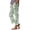 Mint Green, variant on Linen Pants for Women Floral Print Elastic Waist Straight Leg Cropped Trousers Summer Casual Beach Vacation Clothes, Mint Green S