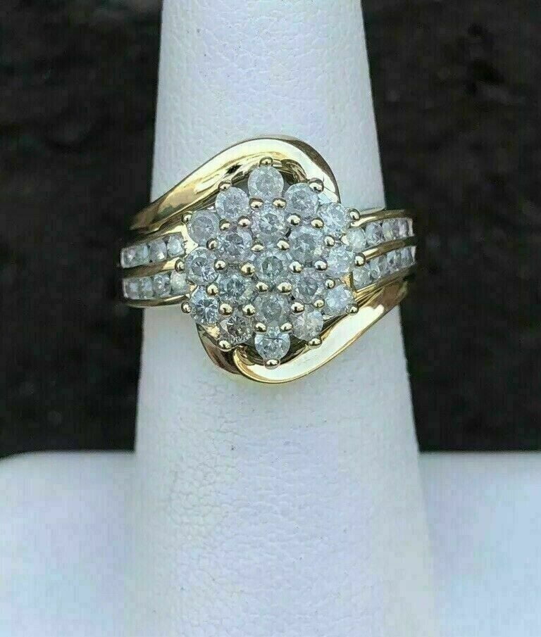 Sterling Silver Diamond Engagement Ring - 0.08 Ct Round White Diamond Cluster, Size 4