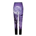 thumbnail image 7 of YOIAVAIOY Women's Halloween Patterned Tights Colorful Casual Holiday Tights Pumpkin Bats Skull Yoga Workout Pants Purple XXL, 7 of 7
