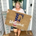 thumbnail image 2 of Patriotic Doormat 4th of July Door Mat Welcome Doormat Monogram Floor Mat Initial Letter Outdoor Mat Stars Stripes Memorial Independence Day Decor for Home Bathroom Kitchen Indoor, #F, 2 of 6