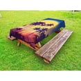 thumbnail image 1 of Tropical Outdoor Tablecloth, Retro Style Full Moon Rise with Palm Silhouettes Romantic Magic Night at the Beach, Decorative Washable Fabric Picnic Tablecloth, 58 X 120 Inches, Multicolor, by Ambesonne, 1 of 2