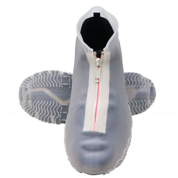 ICERUN Waterproof Silicone Shoe Covers,Non-Slip and Thickened Waterproof Shoe Covers,Zipper Design Shoe Cover,S,Transparent
