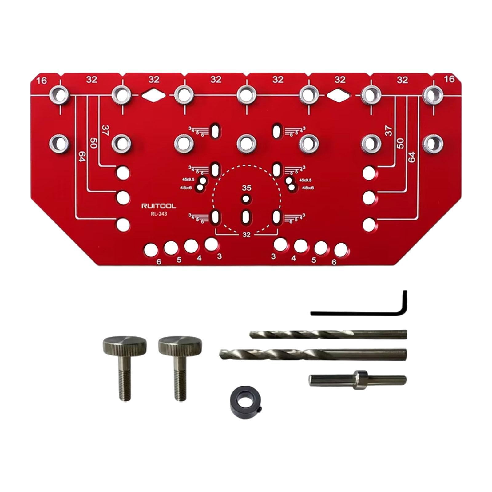 figatia Shelf Pin Jig and Hinge Jig 2-in-1 Metal Drillings Jig Aluminum Alloy Multifunctional Straight Holes Hardware Jig for Cabinet