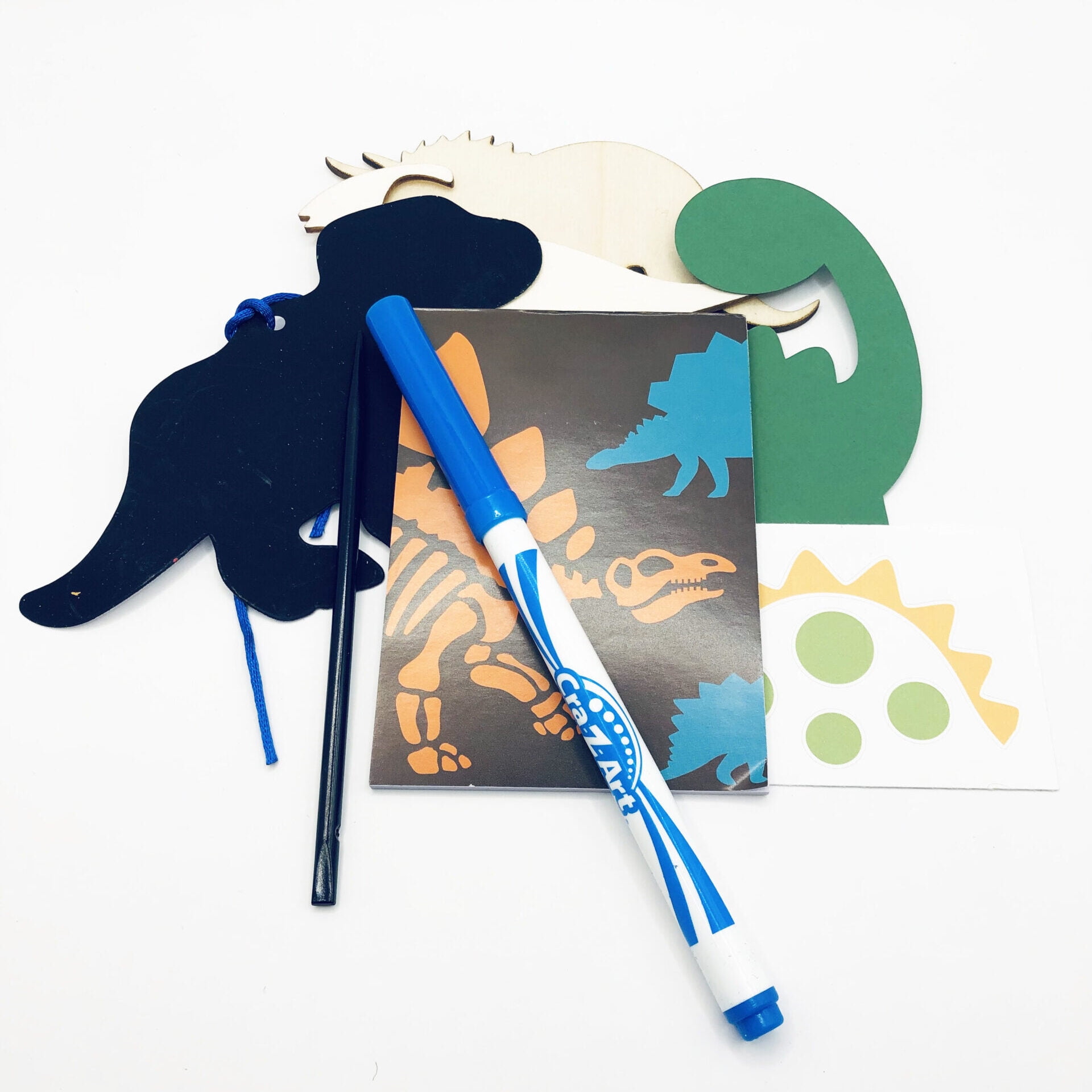 Dinosaur Birthday Gift Basket, Personalized, Candy, Crafts, Blue, Activity Pad