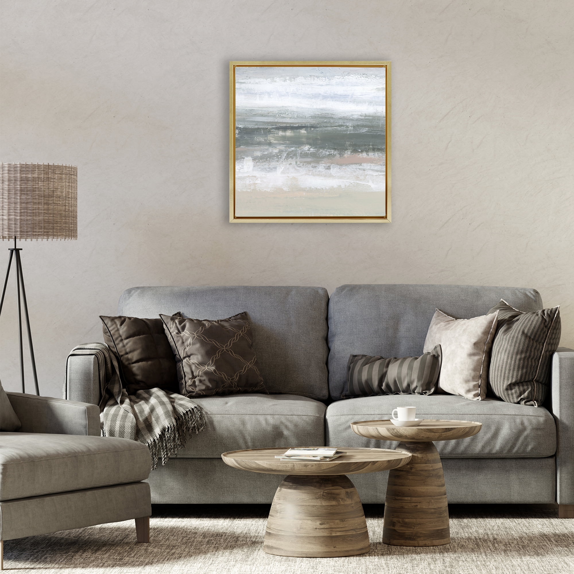 Stupell Industries Subdued Pastel Tides Gold Framed Floater Canvas Wall Art, design by Ethan Harper