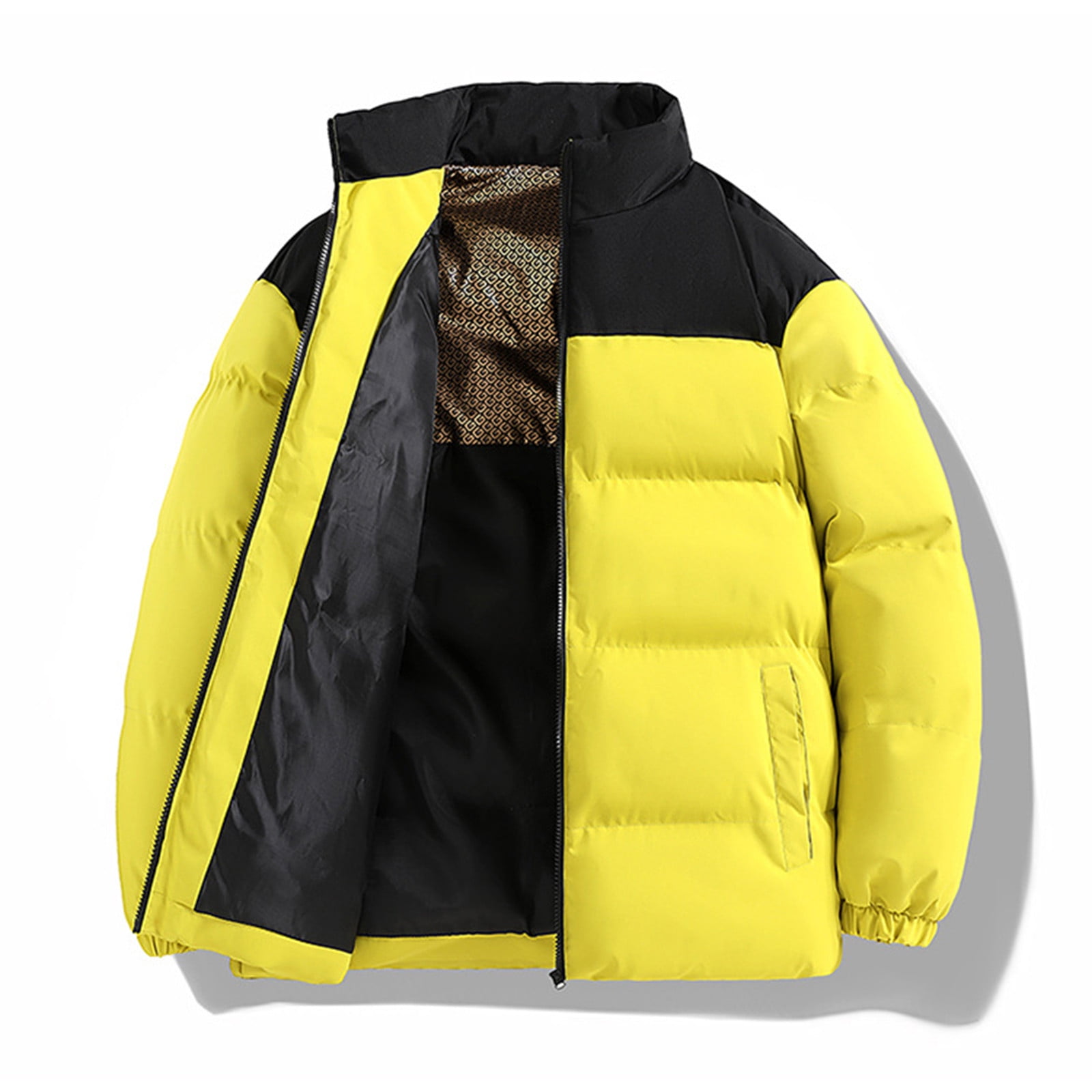 JWZUY Oversized Men's Fashion Color Block Cotton-Padded Jacket
