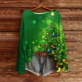 thumbnail image 2 of yardsong Imitation Knit Pullover Sweaters for Women - Boat Neck Long Sleeve Christmas Holiday Ugly Santa Claus Reindeer Graphic Top Green,XXL, 2 of 6