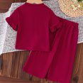 thumbnail image 5 of mgoYE Toddler Baby Girls Clothes Short Sleeve Bow Top + Straight Pants Girls Spring and Fall 2 Pcs Outfits 12-18 Months, 5 of 9