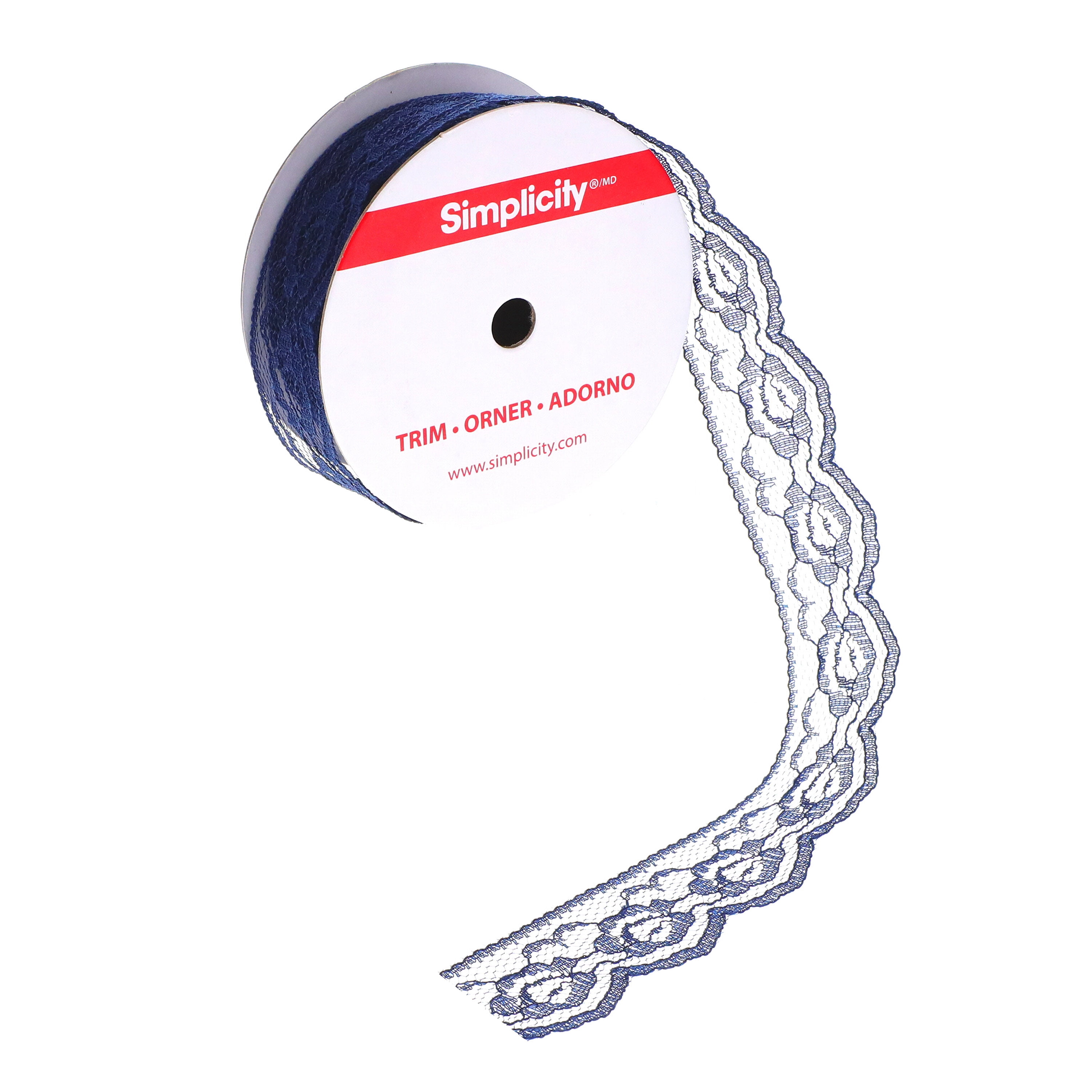 (3 pack) Simplicity Trim, Navy 1 1/4 inch Rose Lace Trim Great for Apparel, Home Decorating, and Crafts, 3 Yards, 1 Each