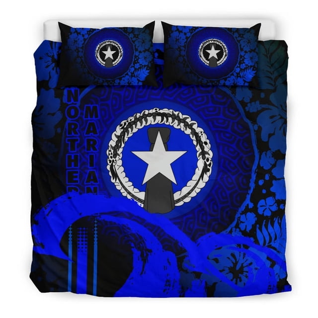 Juego de funda nórdica Islas Marianas del Norte - Hibiscus y Wave Blue
