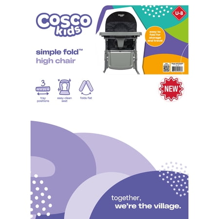 COSCO KIDS SIMPLE FOLD HIGH CHAIR, BLACK