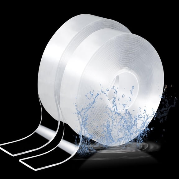2 Rolls Nano Double Sided Tape Heavy Duty, 16.4Ft Clear Mounting Tape, Traceless Removable Nano Tapes, Strong Adhesive Tapes for Picture Hanging, Carpet, Wall, Poster, Washable, No Residue