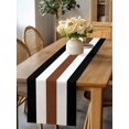 thumbnail image 5 of Retro Rustic Minimalist Stripe Art Table Runner-36 Inch Long Brown Black White Color Block Table Runners Linen Burlap Tablerunner for Kitchen Dining Room Holiday Party, 5 of 9