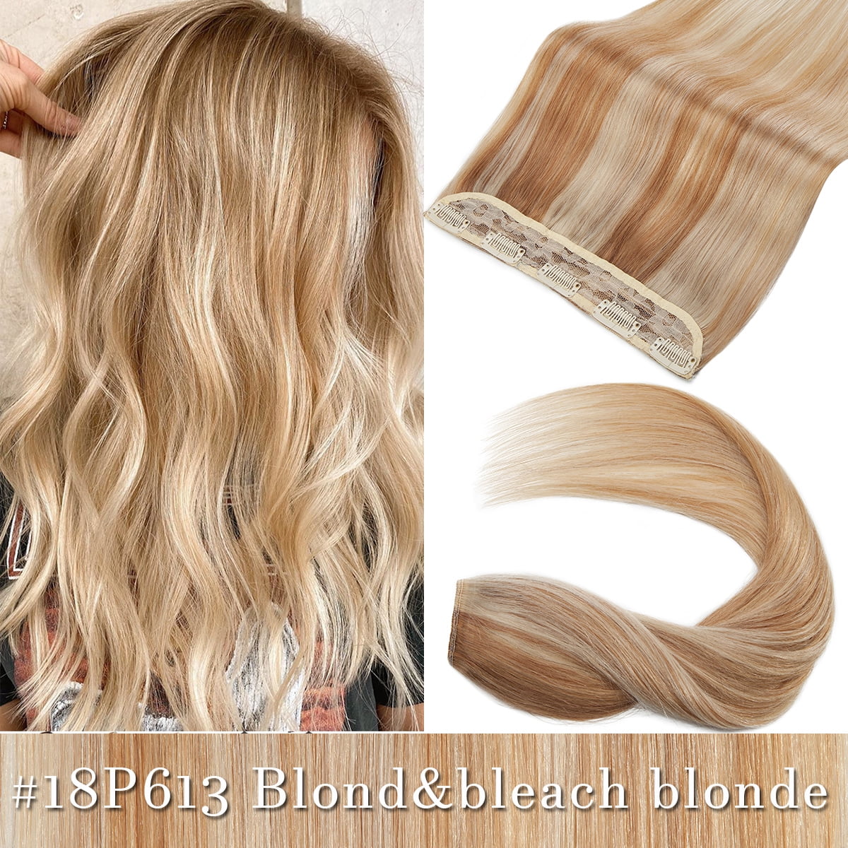 SEGO Clip in Hair Extensions Human Hair 3/4 Full Head 100% Real Remy Thick Hair Extensions Silky Straight Balayage Blonde Hair Pieces
